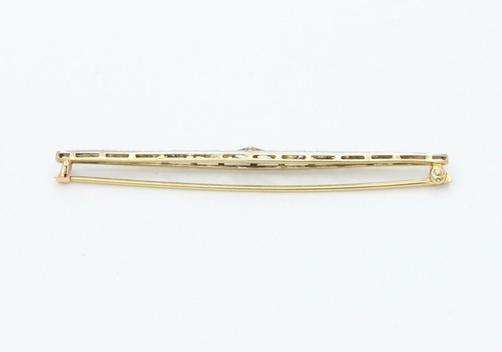 Art Deco 14K White Gold Diamond Filigree Brooch