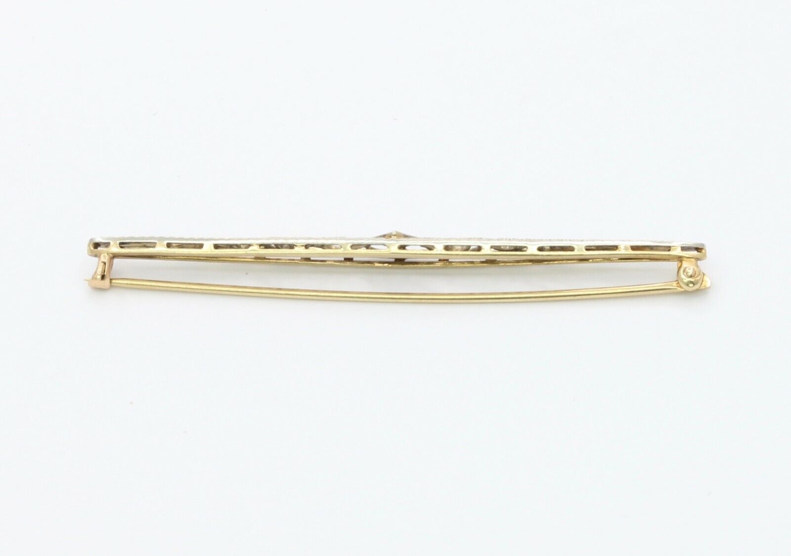 Art Deco 14K White Gold Diamond Filigree Brooch