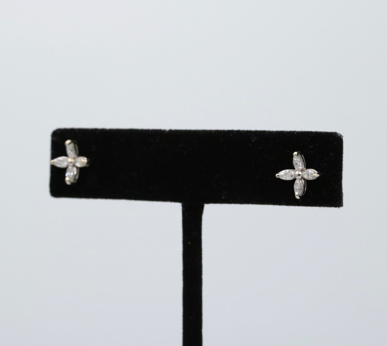 Vintage 10K Gold Diamond X Flower Studs Earrings