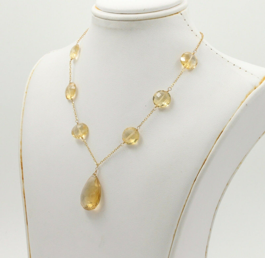 Vintage 14K Yellow Gold Natural Citrine Necklace
