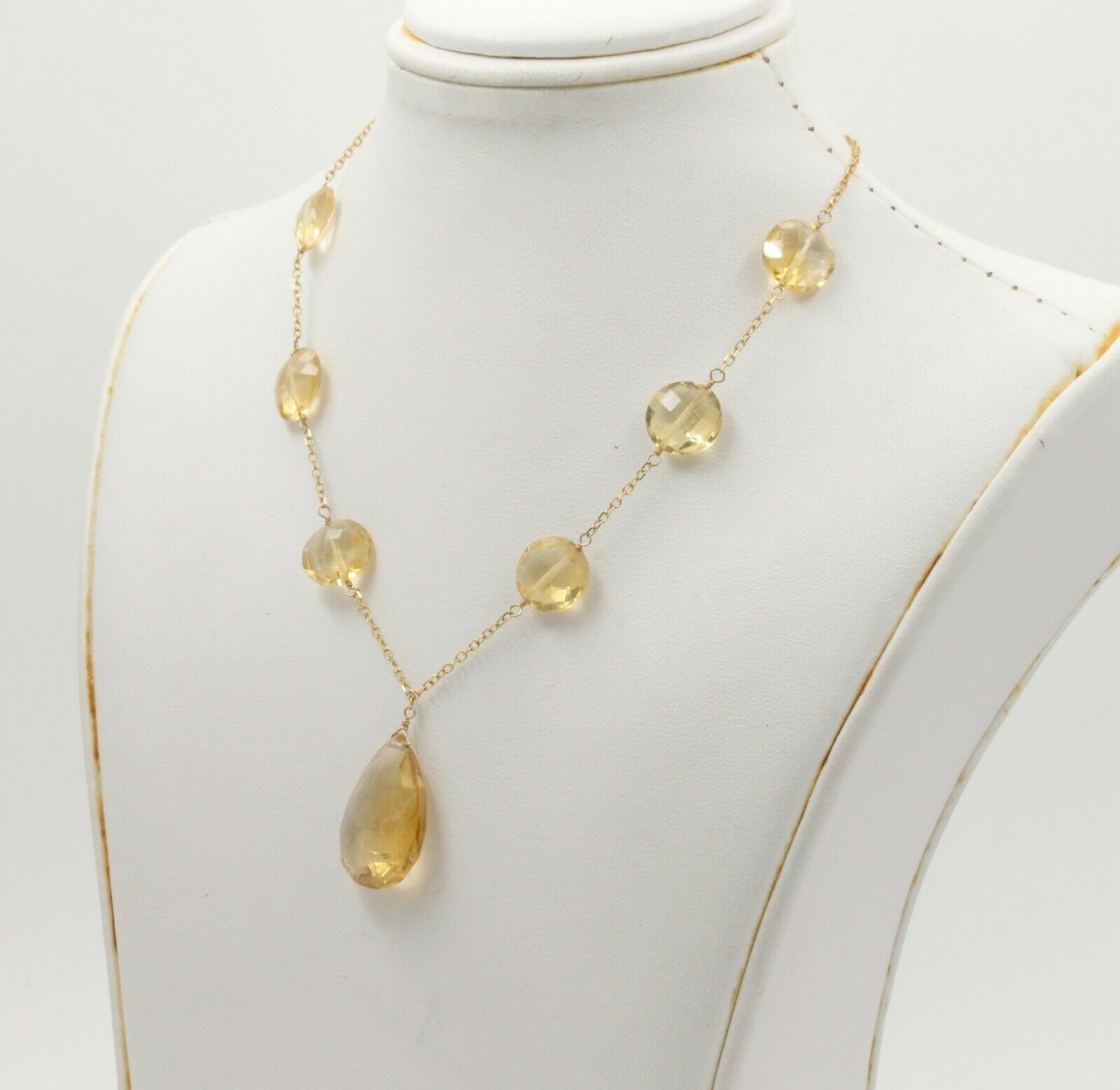 Vintage 14K Yellow Gold Natural Citrine Necklace