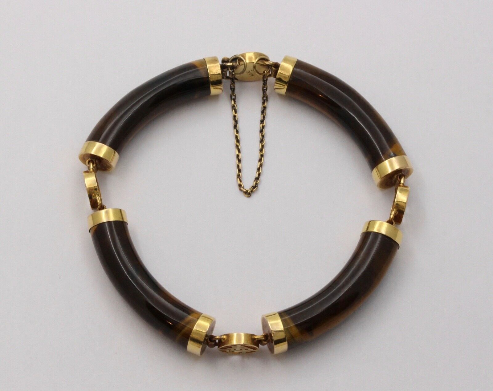 Vintage Tiger Eye 14K Yellow Gold Bracelet