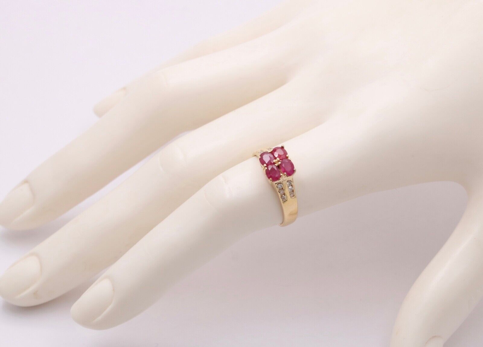 Vintage Rubies Diamonds 14K Yellow Gold Ring