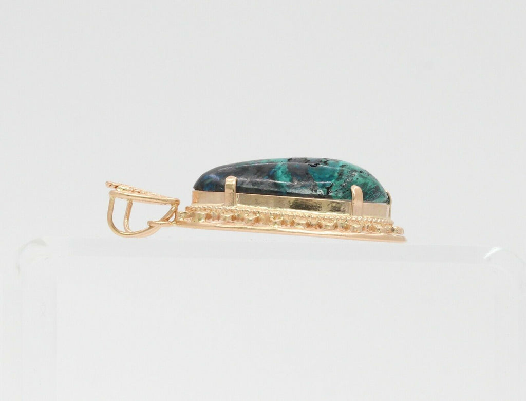 Vintage 14K Yellow Gold Turquoise Pendant
