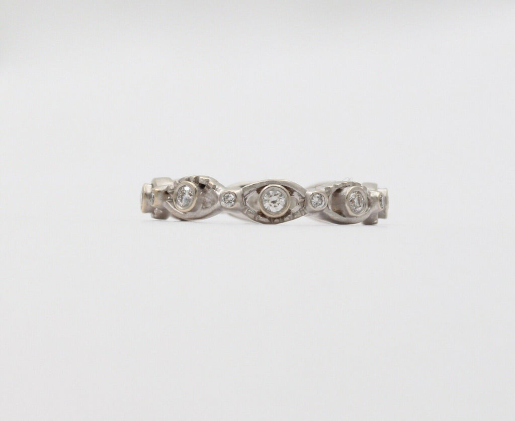 Vintage Infinity Diamond 18K White Gold Eternity Band