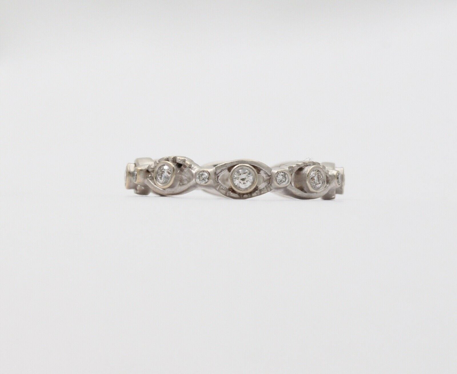 Vintage Infinity Diamond 18K White Gold Eternity Band