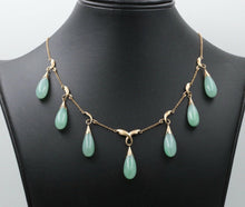 Load image into Gallery viewer, Vintage Jade 14K Chandelier 14K Yellow Gold Necklace
