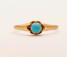 Load image into Gallery viewer, Victorian Claw Mounted Turquoise 9K Yellow Gold Ring
