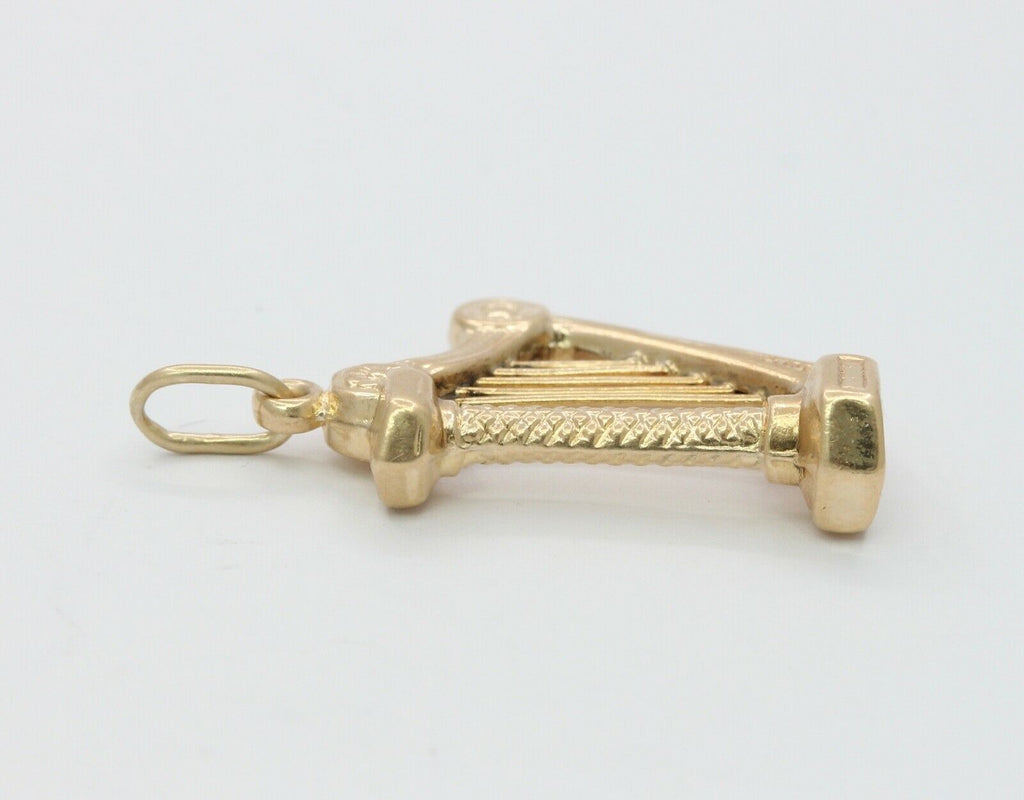 Vintage 14K Yellow Gold Golden Harp Pendant Charm