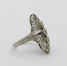 Load image into Gallery viewer, Art Deco 18K White Gold Diamonds Sapphires Ring
