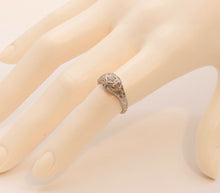 Load image into Gallery viewer, Art Deco Diamond Carved Flowers Platinum Ring
