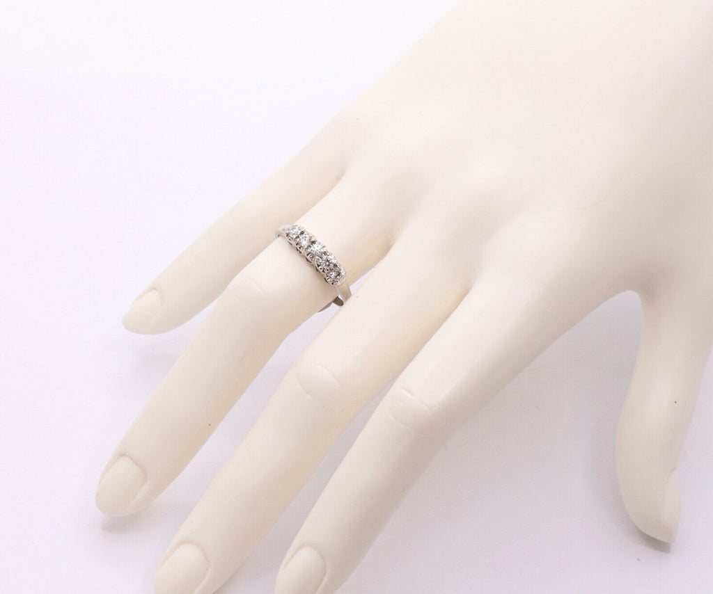 Vintage Ladies 14K White Gold CZ Wedding Band Ring