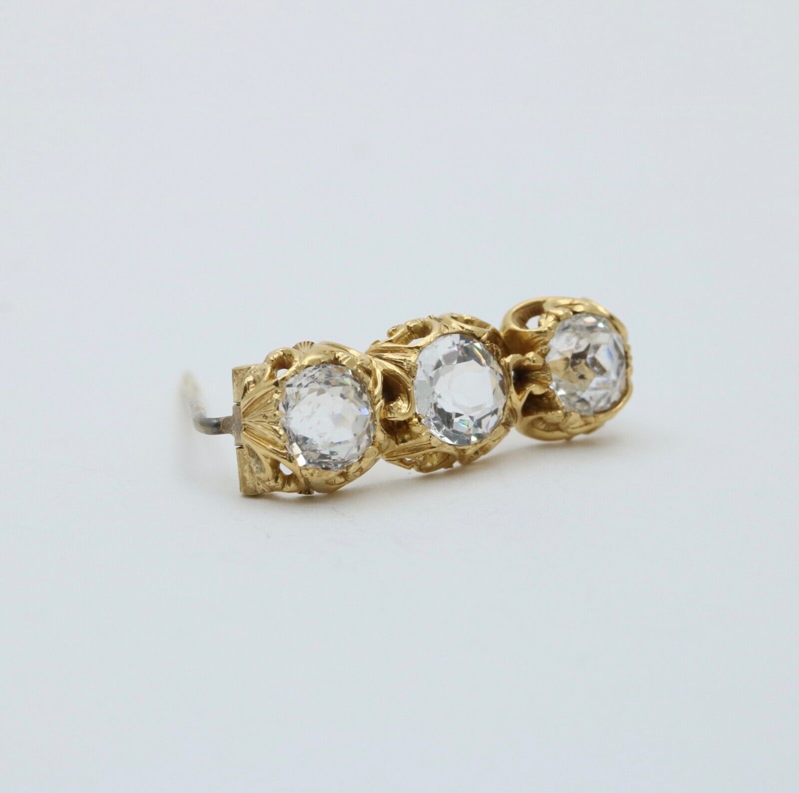 Antique 14K Yellow Gold Three Paste Bar Pin