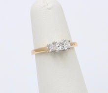 Load image into Gallery viewer, Vintage 14K Gold &amp; Platinum Princess Cut Three Stone Diamonds Engagement Ring, R
