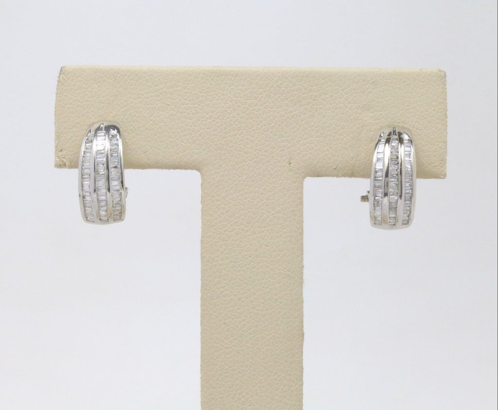 14K White Gold Channel Set Diamond Earrings