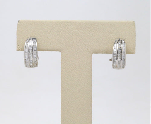 14K White Gold Channel Set Diamond Earrings