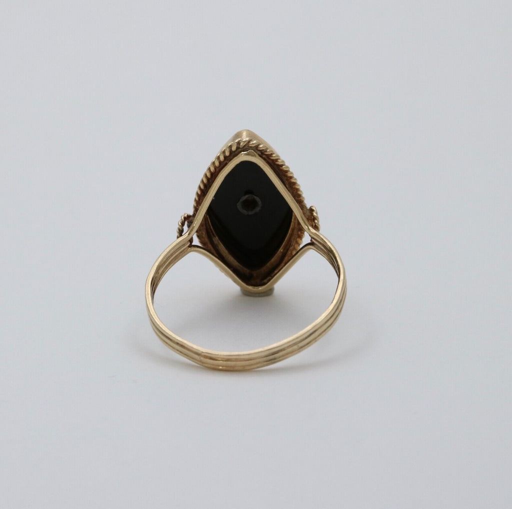 Antique Art Deco Marquise Onyx Diamond Ring