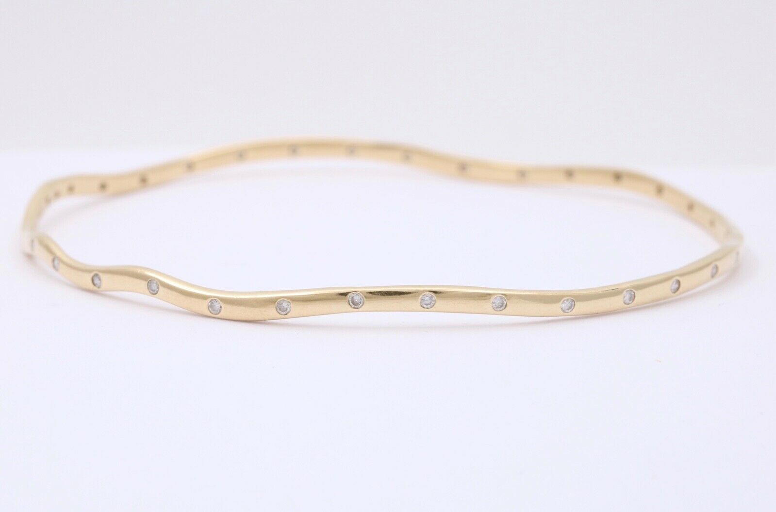 The Classic Sonia B. 14K Yellow Gold Wave Diamond Bangle, Stacking Bracelet