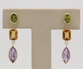 Fun 14K Yellow Gold Multi Color Quartz Hanging Earrings