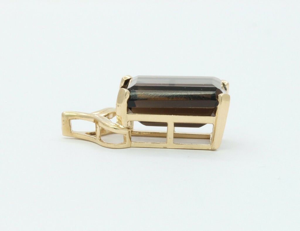 Vintage Smoky Quartz 14K Yellow Gold Pendant