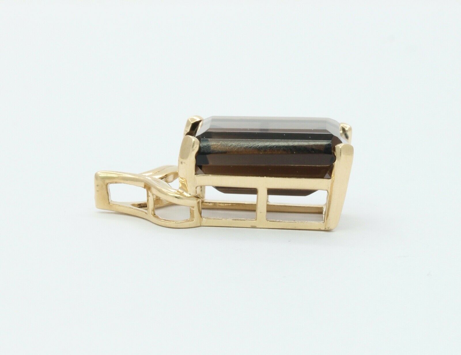 Vintage Smoky Quartz 14K Yellow Gold Pendant