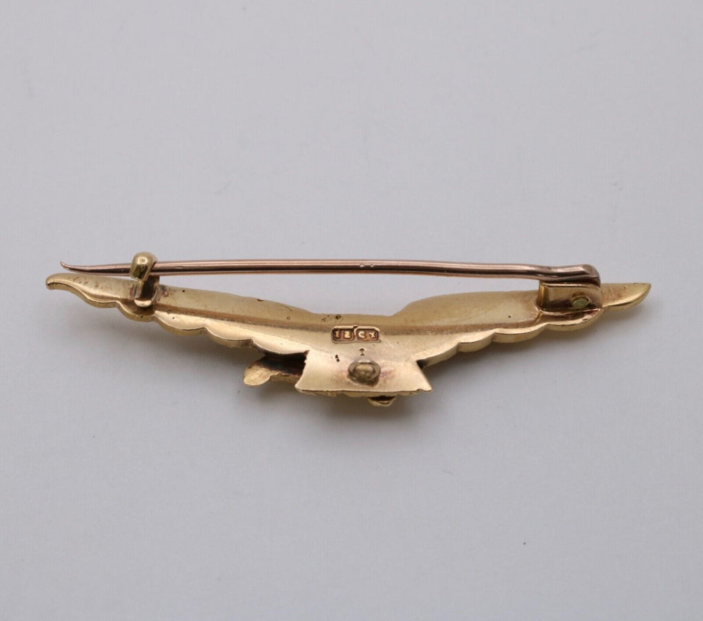Vintage 18K Yellow Gold Open Winged Eagle Brooch Pin.