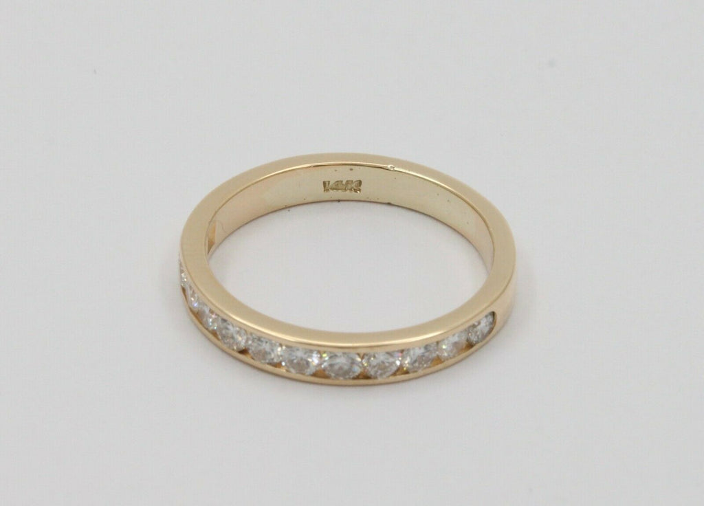 Vintage 14K Yellow Gold Half Eternity Diamond Wedding Band