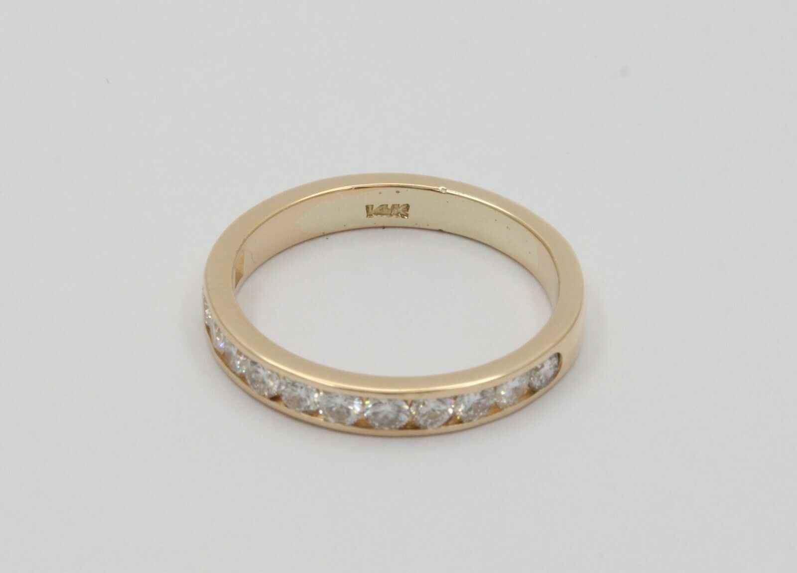 Vintage 14K Yellow Gold Half Eternity Diamond Wedding Band
