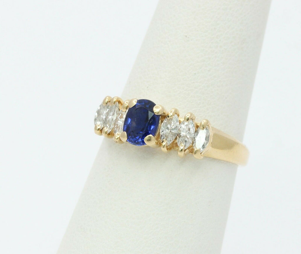 Vintage 14K Yellow Gold Diamond Sapphire Cocktail Ring