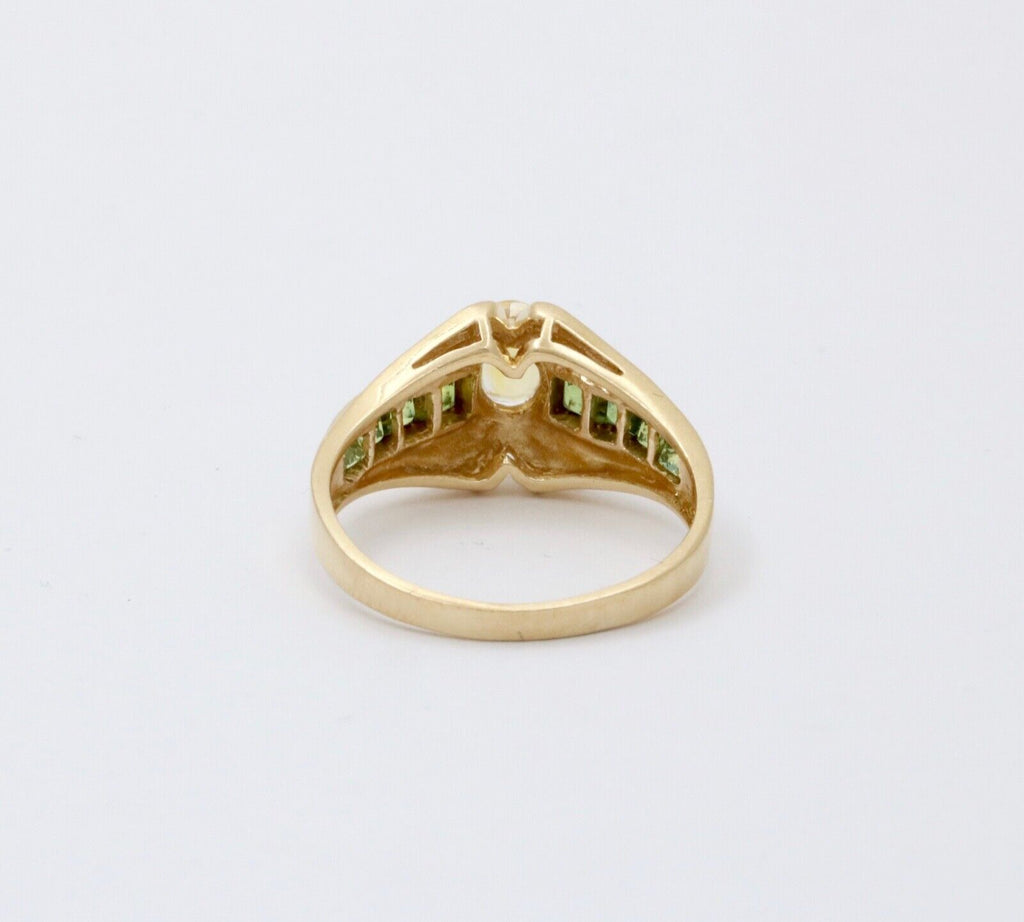 Vintage Citrine & Peridot 14K Yellow Gold Ring Band.
