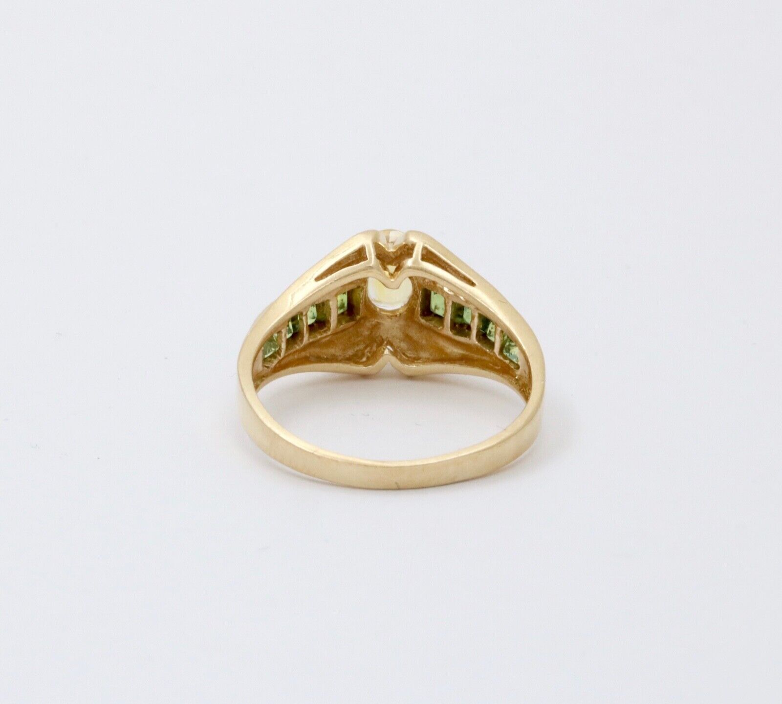Vintage Citrine & Peridot 14K Yellow Gold Ring Band.