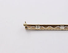 Load image into Gallery viewer, Art Deco 14K White Yellow Gold Diamonds Bar Brooch Pin
