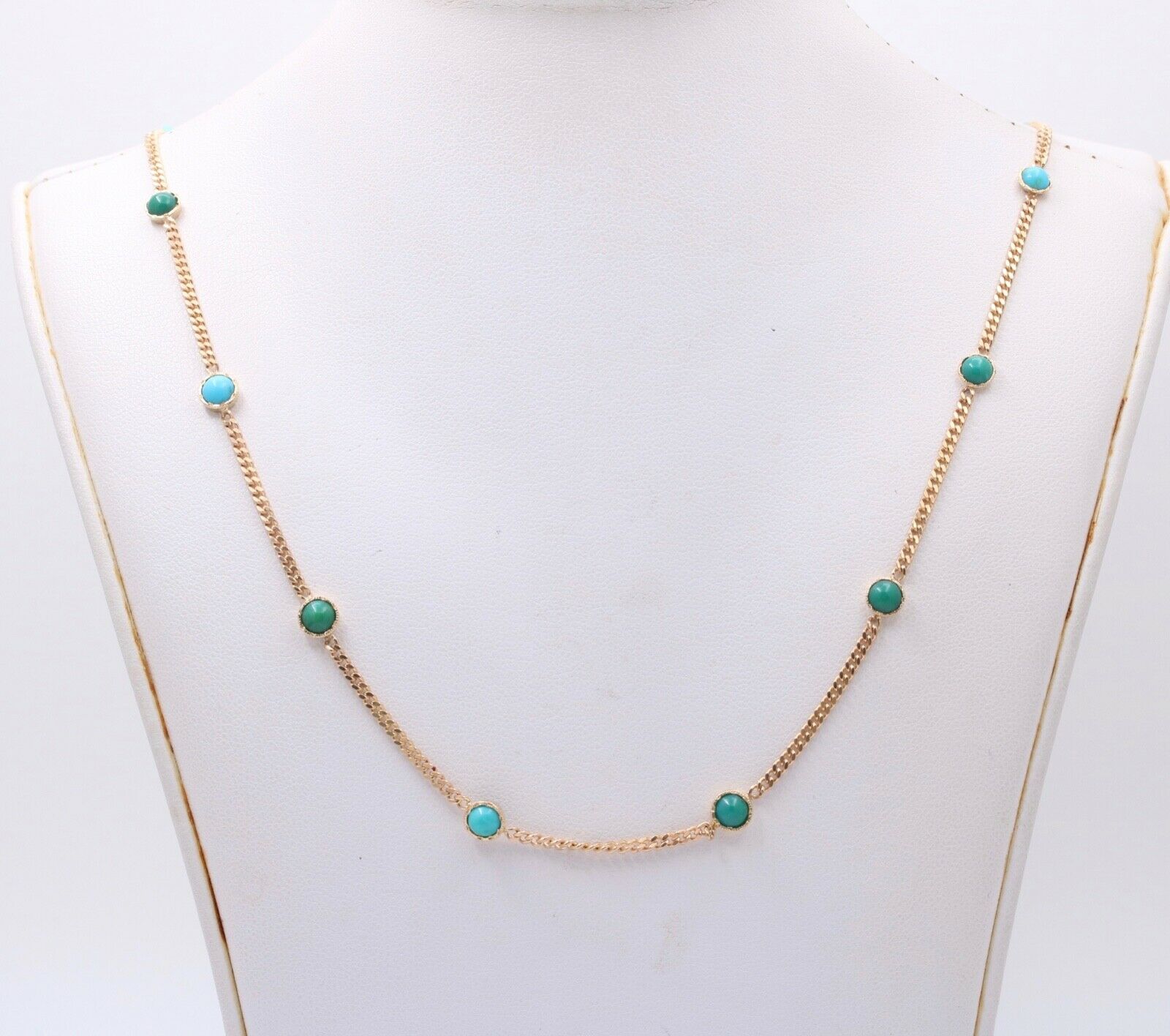 Long Vintage 14k Yellow Gold Chain Necklace, Vintage Curb Link, Guard Lorgnette