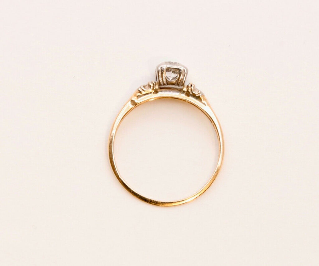 Art Deco Diamonds 14K Yellow White Gold Engagement Band