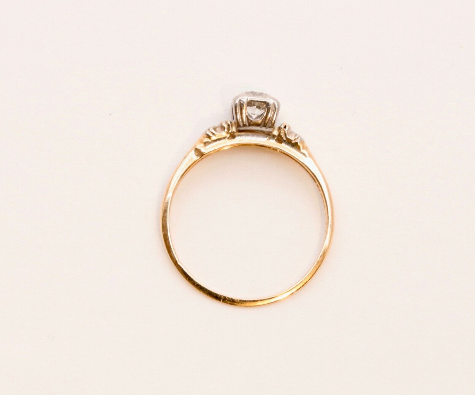 Art Deco Diamonds 14K Yellow White Gold Engagement Band