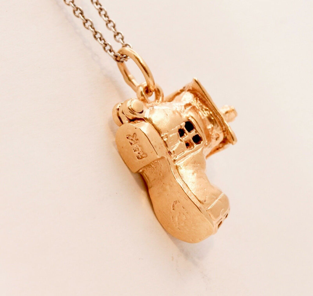Vintage 14K Yellow Gold Movable "There Was An Old Woman" Enamel Pendant Charm