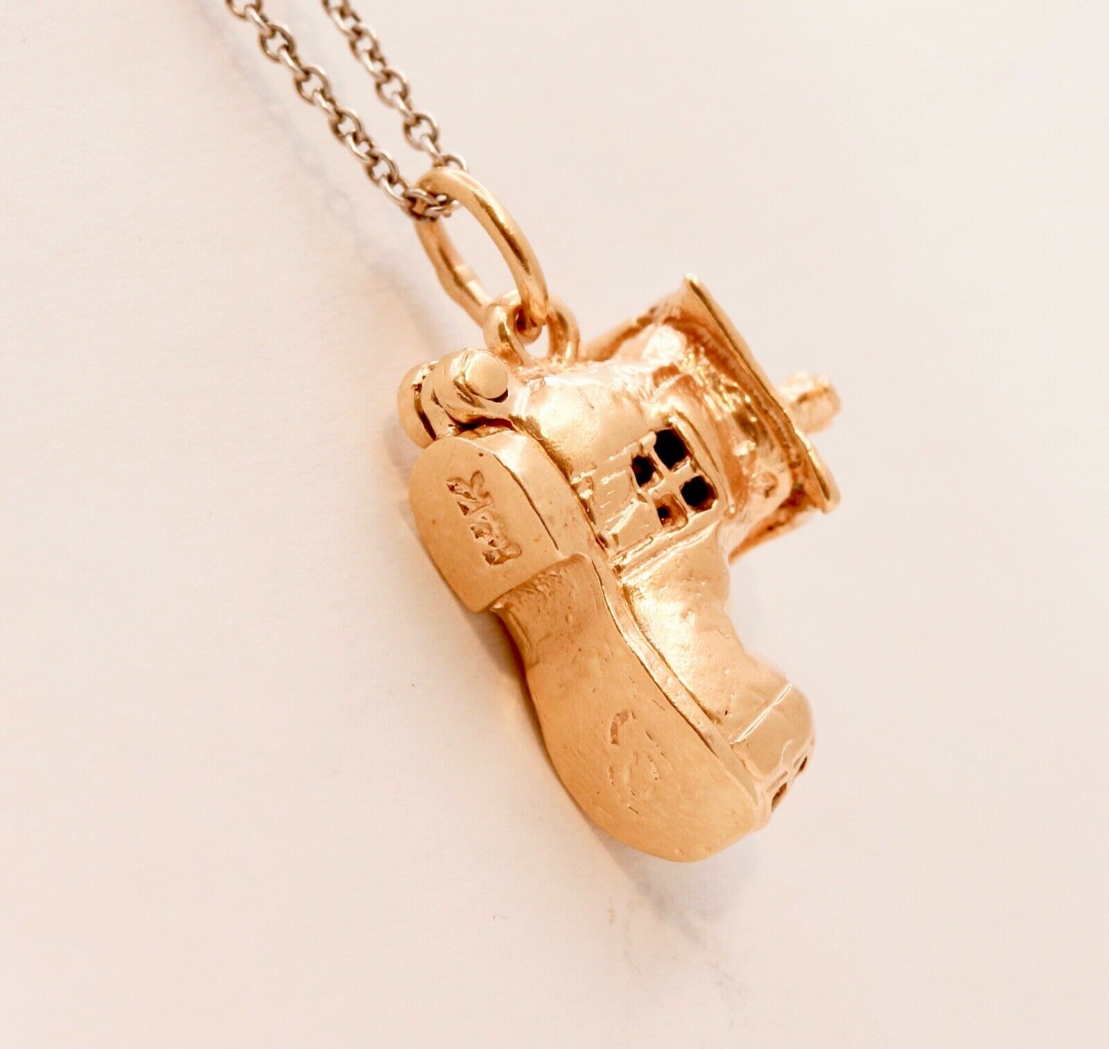 Vintage 14K Yellow Gold Movable "There Was An Old Woman" Enamel Pendant Charm