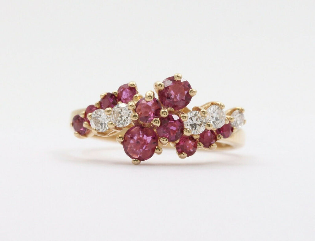 Vintage Mikimoto 14K Yellow Gold Ruby Diamond Ring