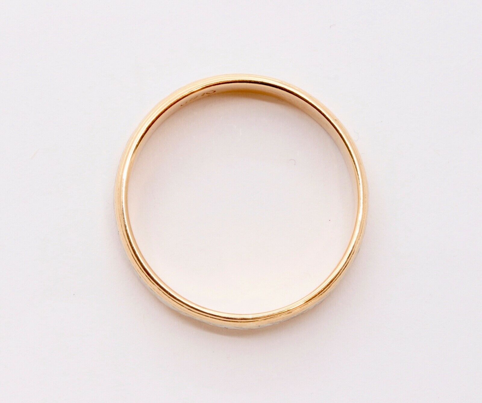 Art Deco Ladies 18K Yellow White Gold Wedding Band Ring