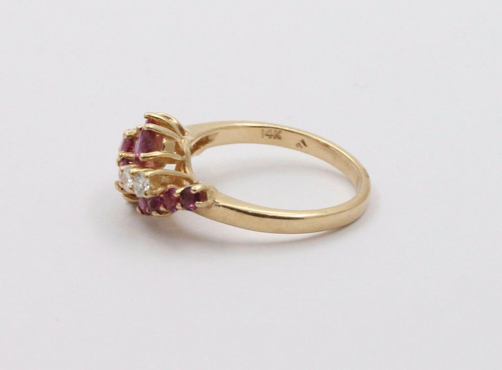 Vintage Mikimoto 14K Yellow Gold Ruby Diamond Ring