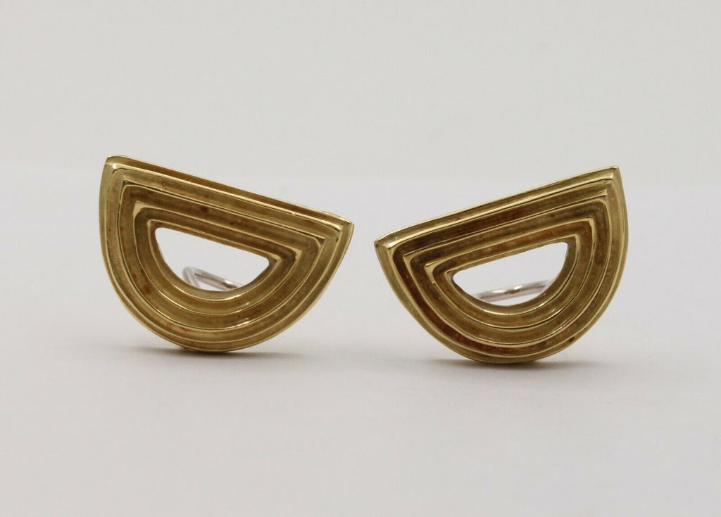 The Christopher Walling Classic Half Moon 14K Yellow Gold Clip Earrings.