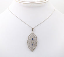 Load image into Gallery viewer, Art Deco 14K White Gold Filigree Pendant, Necklace
