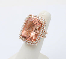 Load image into Gallery viewer, Huge Cocktail Morganite Diamonds 18K Rose Gold Ring
