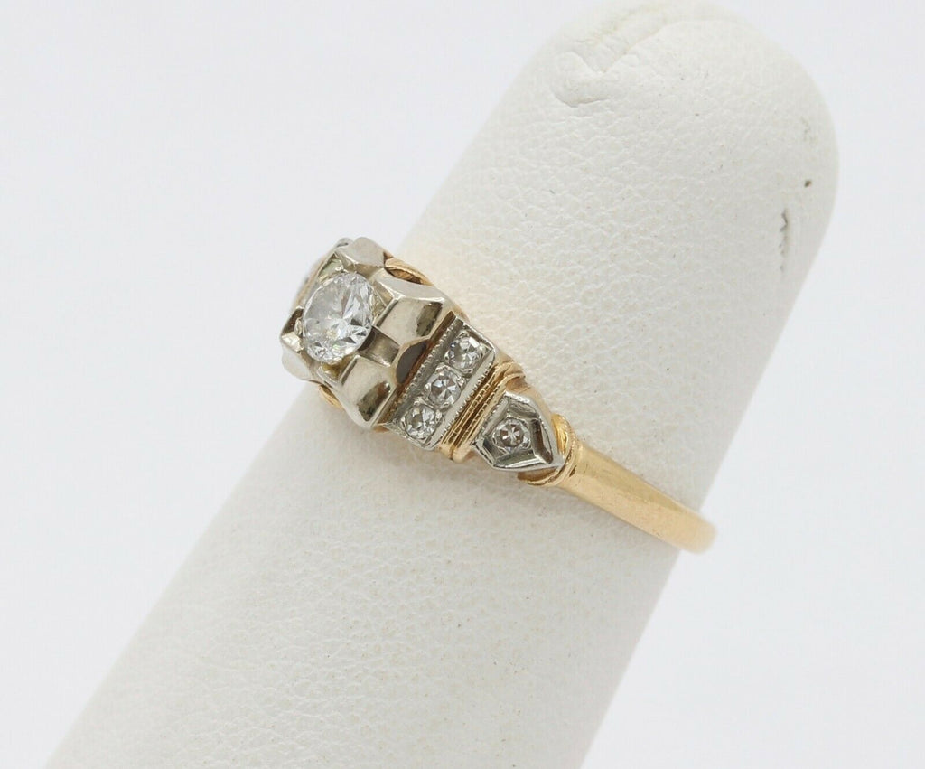 Vintage 14K Yellow Gold Diamond Engagement Ring