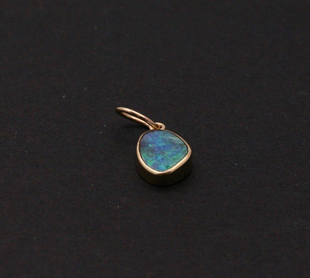 Vintage Black Boulder Opal 18K Yellow Gold Pendant