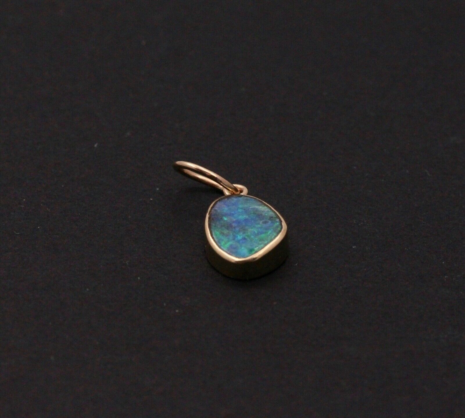 Vintage Black Boulder Opal 18K Yellow Gold Pendant