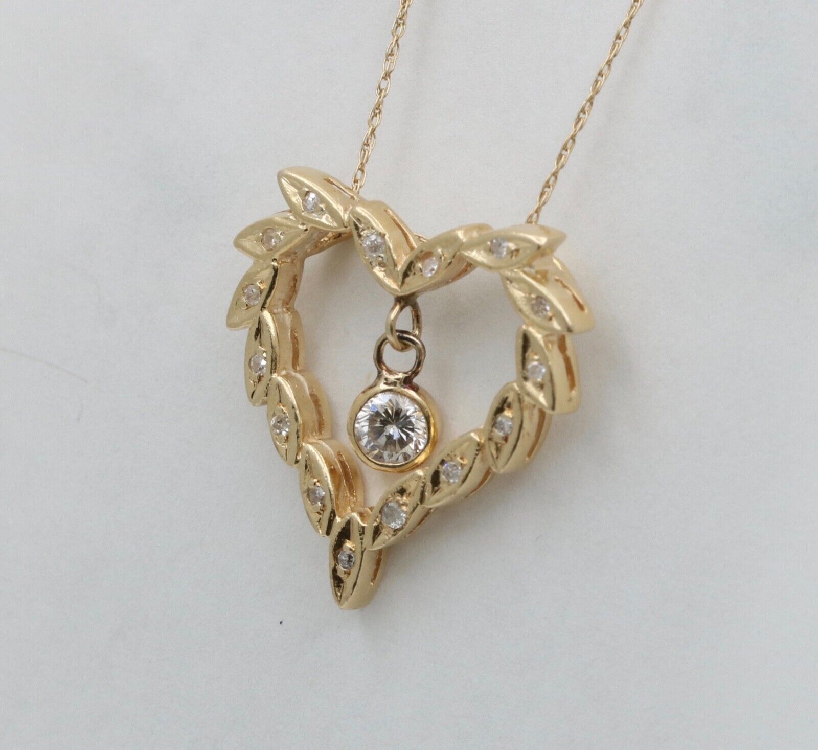 Vintage Heart Diamonds 14K Yellow Gold Pendant