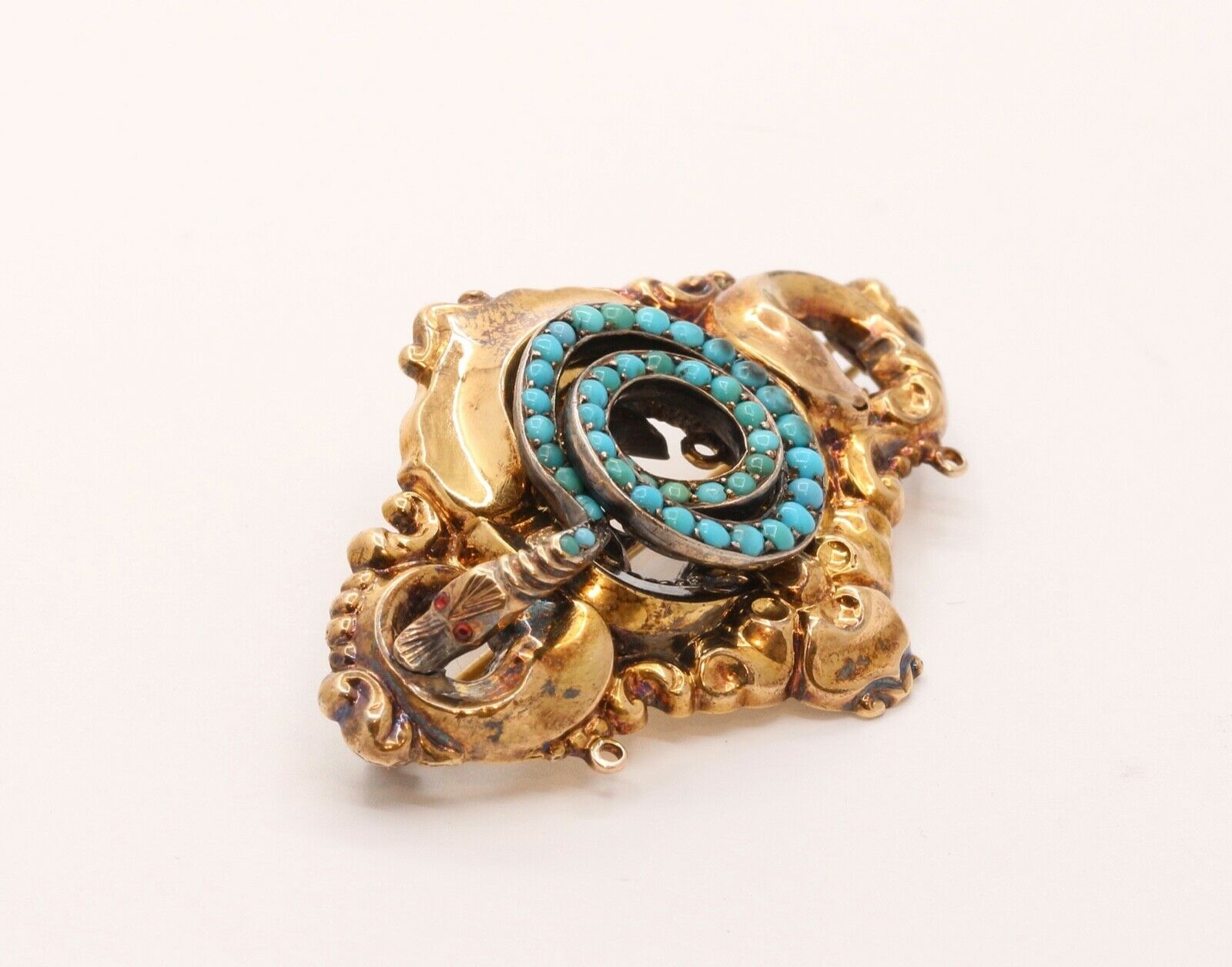 Victorian Snake Turquoise Brooch Pendant