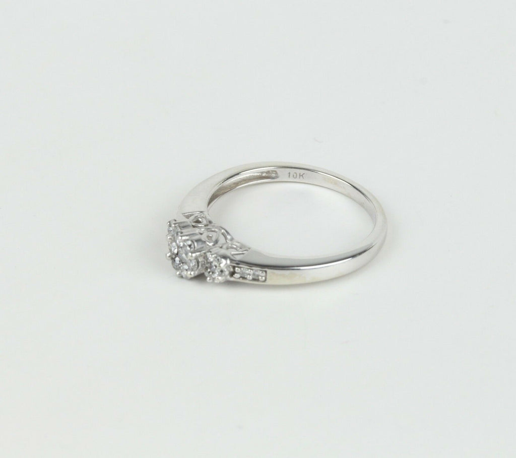 Vintage Ladies Diamonds 10K White Gold Engagement Ring