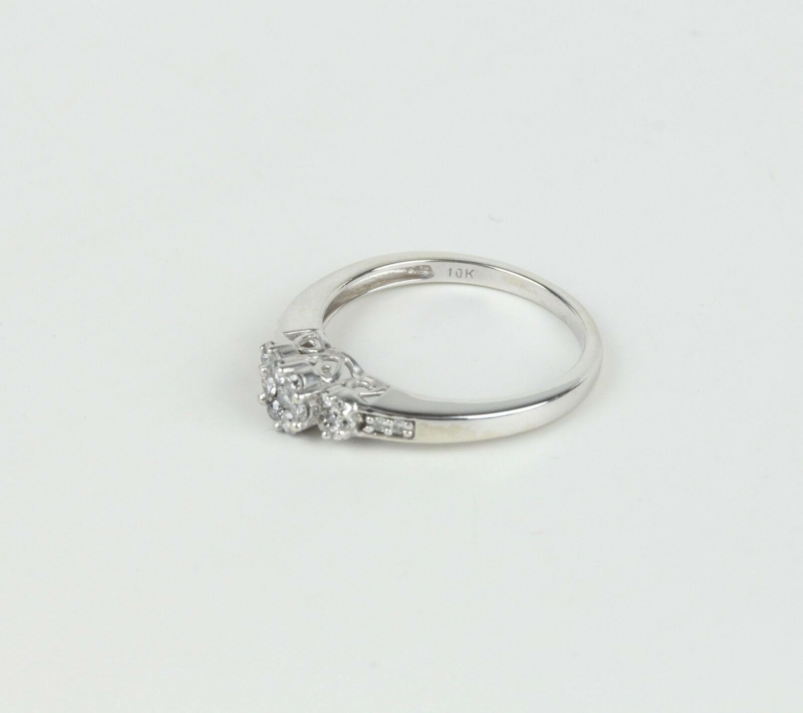 Vintage Ladies Diamonds 10K White Gold Engagement Ring